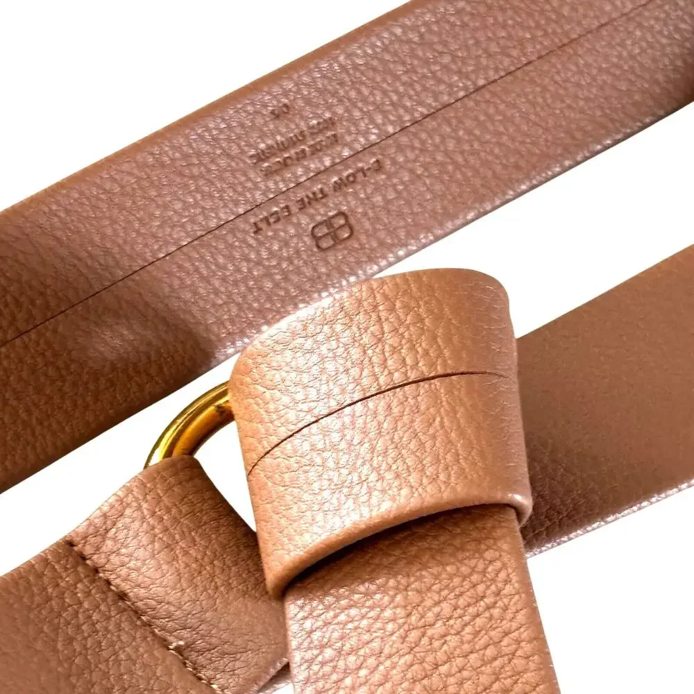 B-Low the Belt synthetic faux leather wrap style belt nude tan goldtone ring O/S